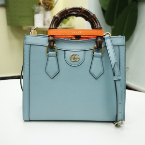 Gucci Handbags Gucci Diana small tote bag Light Blue Leather Bamboo Top Handle Bag Shoulder bag 660195