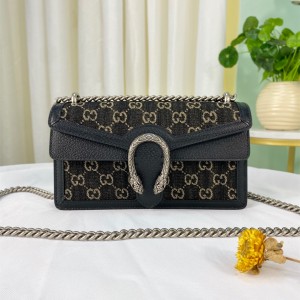 Gucci Handbags Dionysus small GG shoulder bag GG Black and Ivory Denim Chain Bag 499623