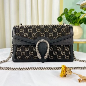 Gucci Handbags GG Supreme Dionysus small GG shoulder bag Gucci Bag For Women 400249 Black Denim