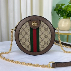 Gucci Handbags Ophidia mini GG round shoulder bag GG Supreme Round Chain Bag 550618 Brown