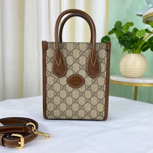 Gucci Handbags GG Supreme Mini Shoulderbag Mini tote bag with Interlocking G 671623 Brown