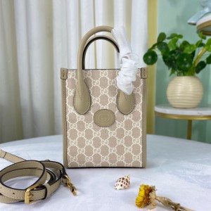Gucci Handbags GG Supreme Mini Shoulderbag Mini tote bag with Interlocking G 671623 White