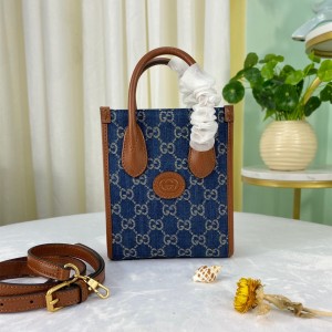 Gucci Handbags GG Denim Mini Shoulderbag Mini tote bag with Interlocking G 671623