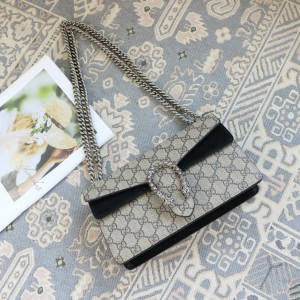 Gucci Handbags Dionysus GG small shoulder bag GG Supreme and Black Suede Chain Bag 499623