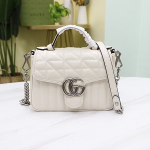 Gucci Handbags GG Marmont mini top handle bag White Leather Chain Bag Gucci Bag for Women 583571