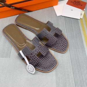 Fashion sandals H Oran sandals Classic Slippers Crocodile pattern H sandals Light Purple H01-21108A-5
