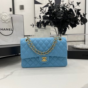 Fashion Handbags Classic Handbag  Classic Flap Bag Small Chain Bag 25cm Gold-Tone 1112-D Blue