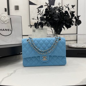 Fashion Handbags Classic Handbag Classic Flap Bag Small Chain Bag 25cm Silver-Tone 1112-D Blue