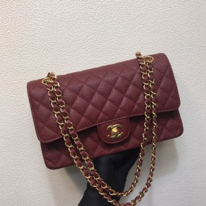 Fashion Handbags Classic Handbag Classic Flap Bag Small Chain Bag 25cm Gold-Tone 1112-M Wine