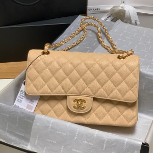 Fashion Handbags Classic Handbag Classic Flap Bag Small Chain Bag 25cm Gold-Tone 1112-Q Apricot