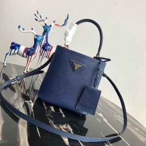 Prada Blue/Red Small Saffiano Leather Bag Prada Panier Bag Shoulderbag 1BA217