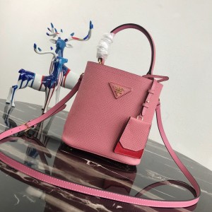 Prada Pink/Red Small Saffiano Leather Bag Prada Panier Bag   Shoulderbag 1BA217