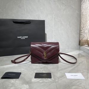 YSL Loulou Toy Bag in Matelasse "Y" Leather shoulderbag mini handbag 20CM 467072 630951 Wine gold