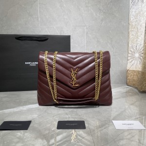YSL Loulou Medium in Matelasse“Y”Leather Chain bag 32CM 487216 574946 wine gold