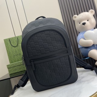 GG Bag Men's Bag GG rubber-effect backpack handbag shoulder bag in black leather 771280