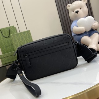 GG Bag Men's Bag GG rubber-effect crossbody bag shoulderbag wrist bag in black leather 771293